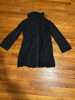 Vera Wang Black Zip-Front Trench Coat